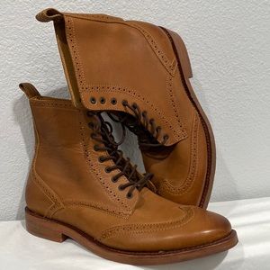 New J.D.Fisk Wingtip Boots, Men’s 8.5 US, Brown Leather
